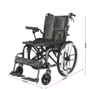 High Quality Lightweight Aluminum Alloy Foldable Manual Wheelchair for <b>Disabled</b> Elderly Travel 20inchs Wheel - Product Image 6