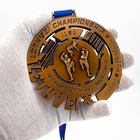 Médailles de sport personnalisées en métal 3D gravées, plaquées or antique, pour le taekwondo, le karaté, la boxe, le jiu-jitsu, le muay-thaï