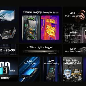 สมาร์ทโฟน Ulefone Armor 25T Pro รุ่นทนทาน รองรับ 5G แบตเตอรี่ 6500mAh ระบบปฏิบัติการ Android 14 กล้องถ่ายภาพความร้อนมองเห็นในเวลากลางคืน หน้าจอ 120Hz ความจุ 8+256GB - Product Image 4