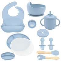 Bon marché, bavoir écologique et non toxique pour enfants, cuillère, bol, assiette, fourchette, ensemble d'alimentation en silicone pour bébé, sans Bpa