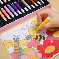 Lot de 251 outils de dessin et de peinture en boîte en bois pour enfants : crayons, feutres aquarelles et poudres – Idéal pour l'école et les fournitures artistiques