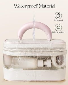 Sac cosmétique personnalisé PVC clair mignon mode lettre PU fermeture éclair grande capacité étanche trousse de maquillage de voyage - Product Image 5