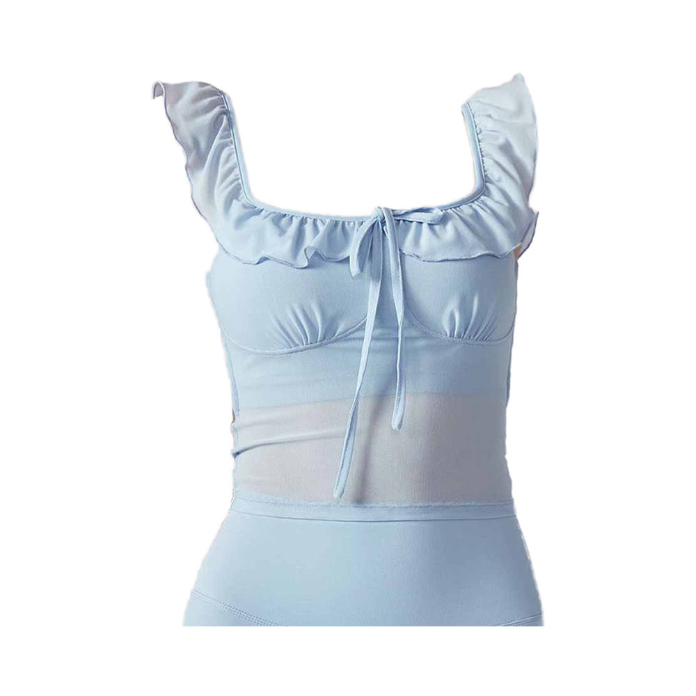 CL112 Fashion Lace Design Sports Short-sleeved Quick-drying Breathable Running Fitness Clothes Women's Yoga Gym Tops