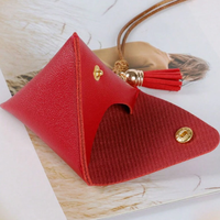 Porte-monnaie triangulaire avec sangle, pochette à monnaie en forme de pyramide, sac à monnaie avec breloque pompon