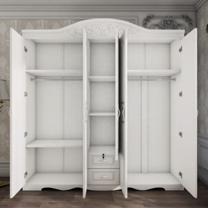 Armoire de style européen avec miroir maison chambre petit appartement <span class=keywords><strong>location</strong></span> chambre armoire moderne simple en bois sans peinture - Product Image 4