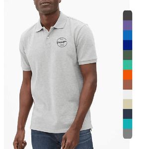 Camiseta Polo básica de tela de algodón y poliéster con estampado personalizado, camiseta polo transpirable ajustada de Color sólido para hombre con dobladillo dividido - Product Image 1