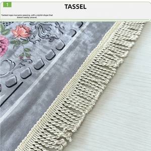 Tapis de prière de luxe en velours de soie glacée de style moyen-oriental, imprimé aux couleurs vives, Janamaz Sejadah pour la maison et la mosquée - Product Image 5