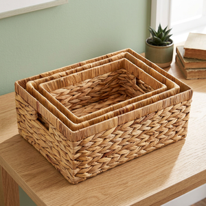 Panier de rangement rectangulaire moderne en jacinthe d'eau StorageWorks avec poignées intégrées, design écologique et polyvalent - Product Image 3
