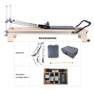 Reformer Pilates ONEMAX en bois d'érable à résistance réglable et à glissière complète pour <span class=keywords><strong>la</strong></span> maison et le studio - Product Image 6