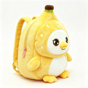 Custom Cute Banana Penguin,Yellow Banana Penguin Plush <b>Backpack</b> for Toddlers,Soft Fluffy Fruit Penguin Plush School Bag - Product Image 5