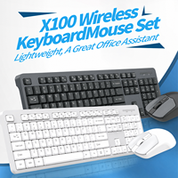 Combo clavier et souris sans fil X100 avec 12 touches de raccourci multimédias, souris ergonomique, récepteur 2.4G pour PC et ordinateur portable