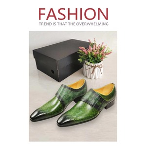 Mocasines de Hombre Hechos a Mano de Alta Calidad, Cuero Genuino Pintado a Mano, Clásicos de Moda para Negocios, Verde, Negro, Personalizados para Boda, Primavera - Product Image 6