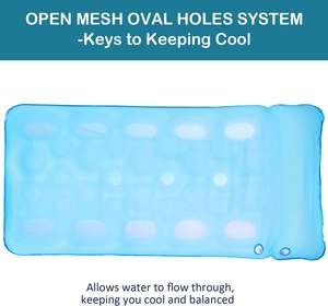 Matelas flottant gonflable en PVC à rayures arc-en-ciel avec trous en maille pour adultes, pour piscine et plage - Product Image 3