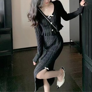 Kardigan rajut wanita, rok panjang kardigan rajut kabel lengan panjang dengan penutup kancing tunggal gaya Musim Semi 2024 - Product Image 3
