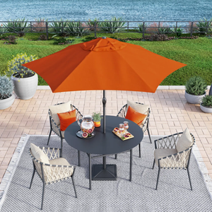 Parasol de terrasse moderne extra large anti-UV coupe-vent, carré, orange, avec manivelle et double toit - Product Image 3