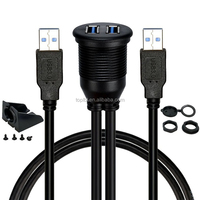 Câble d'extension USB 3.0 double port AUX encastrable pour voiture, charge rapide 3A, cuivre pur, blindage tressé en PVC, pour caméra et ordinateur