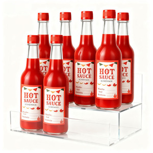 Botella de Vidrio Transparente Redonda de Grado Alimenticio para Salsa de Tomate y Chili Picante, con Tapa, Impresión UV de Fábrica OEM, 90ml 150ml 250ml - Product Image 1