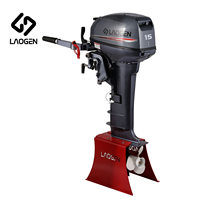 Mesin Perahu Luar Papan (Outboard) Bensin 2 Tak 246cc 2 Silinder Berpendingin Air Laogen LG15F 15HP Baru dengan Starter Manual/Elektrik