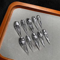 Faux ongles gothiques pointus faits à la main en gros, qualité salon, style gothique, marque privée en vrac