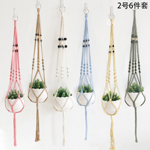 Panier à plantes <span class=keywords><strong>en</strong></span> <span class=keywords><strong>corde</strong></span> de coton tissé à la main, couvre-<span class=keywords><strong>pot</strong></span> de fleurs tissé pour la décoration intérieure, du jardin et du balcon - Product Image 3