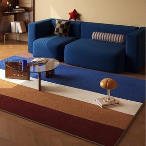 Tapis rectangulaire en velours rayé Wan Xinlong, style rétro minimaliste, résistant aux taches, pour salon et chambre à coucher - Product Image 1