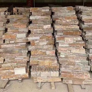 QUYANG Vente en gros de panneaux de pierre naturelle irrégulière fendue, carreaux muraux de culture beige, revêtement extérieur - Product Image 5