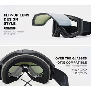 スキーゴーグル取り外し可能スポンジパッドOEMスノーボードメガネフリップアップ機能防霧偏光レンズファッションスノースポーツ安全眼鏡 - Product Image 4