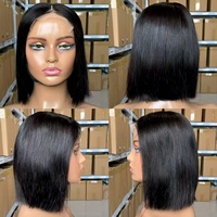 Perruque SDD Bob court ultra-lisse en cheveux humains, extra épaisse, avec dentelle HD 5x5, noire, pour femme, perruque vietnamienne entièrement en dentelle