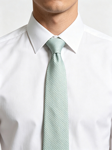 Custom Available Men's Polyester <strong>Mint</strong> <strong>Green</strong> White Diagonal Striped Necktie Wedding Business Formal Dress <strong>Tie</strong> - Product Image 4