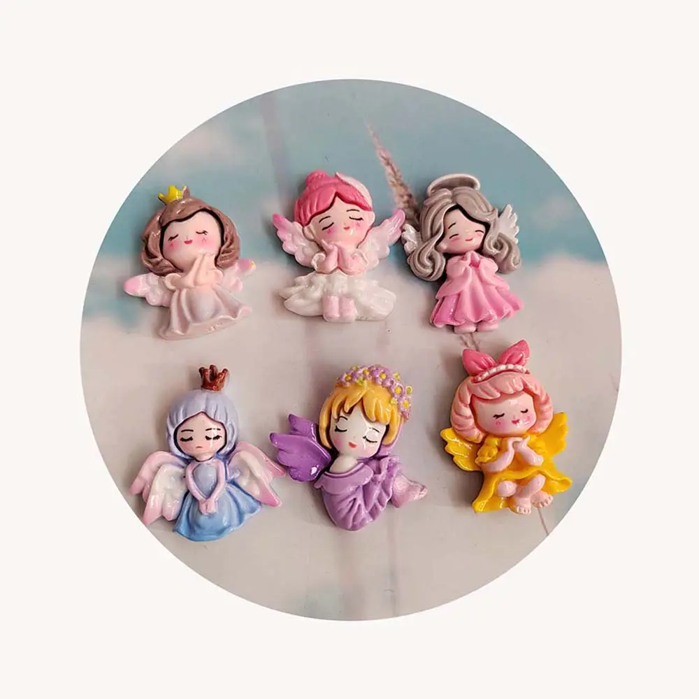 Cartoon Girl WingsResin Flatback Cabochon Kawaii Flat Back in resina Cabochon per gioielli fai da te che fanno accessori per capelli per ragazze