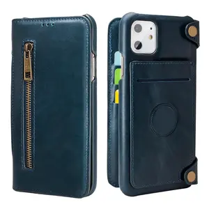 Mewah Anti Radiasi EMF Stand 2in1 Asli Kulit Case Ponsel Kulit Asli Pemegang Kartu Flip Dompet Case untuk Iphone