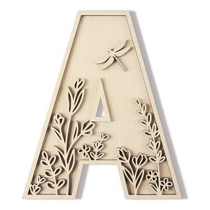 Venta Directa de Fábrica, Letras Decorativas de Madera de 12 Pulgadas para Pared, Diseño Floral en Capas 3D, Alfabeto con Efecto Graffiti - Product Image 1