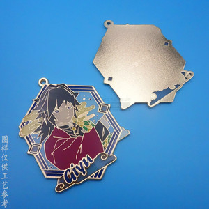 Colgante Metálico de Personaje de Anime, Hexagonal, de Aleación de Zinc, Pintado con Resina Epoxi, Accesorio de Joyería, Regalo - Product Image 1