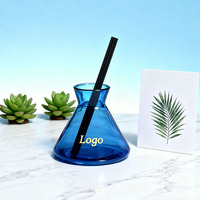 Bouteille diffuseur de parfum 200 ml vide en forme de fiole conique, flacon diffuseur d'arômes en verre pour la maison avec bâtonnets en fibres épaisses