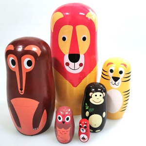 Muñecas rusas anidadas Matryoshka madera apilable anidadas juguetes hechos a mano para Niñas para niños Navidad - Product Image 6