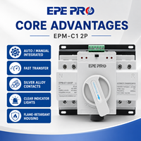 Interrupteur de transfert automatique EPEPRO 2P 63A 220V 50/60Hz 2 phases ATS 5kA Capacité de coupure 63A Courant de cadre pour situations d'urgence