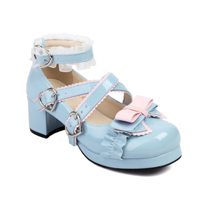 WETKISS Wholesale Big Size 45 Platform <strong>Pumps</strong> Shoes Chunky Heel White Ankle <strong>Pumps</strong> Cross Strap <strong>School</strong> Girls Lolita Shoes With Bow - Product Image 2