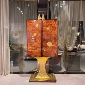 Luxury Italian Designer Hand-carved Oak Wood Gilded Home Villa Living Furniture <b>Sideboard</b> <b>Storage</b> Bar Wine Cabinet Burl Dl-cb-0 - Product Image 5
