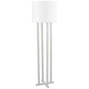 Lámpara de Pie Moderna para Oficina con Pantalla Redonda de Tela LED, Base de Hierro Grande, Acabado Níquel Cepillado, Estilo Decorativo Contemporáneo - Product Image 1