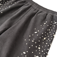 Pantalon de jogging streetwear personnalisé pour homme en coton French Terry, avec strass, coupe large, délavé à l'acide et évasé
