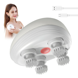 0728 Portable Vibration Hair Scratcher <b>Head</b> <b>Massager</b> 4 Silicone <b>Heads</b> More Comfortable Experience Scalp - Product Image 1