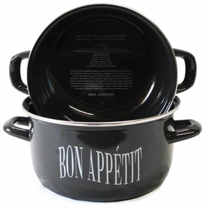 Black Enamel Steel <strong>Mussel</strong> <strong>Pot</strong> 18/20/22/24/26cm 2.8L Two Handles Oven Safe Dishwasher Safe Eco-Friendly Logos Custom Logo - Product Image 6