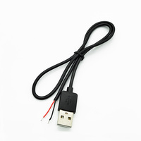 Câble USB 2.0 mâle vers fil nu à extrémité ouverte en cuivre, cordon d'alimentation USB-A 2.0 mâle avec gaine de décharge de tension