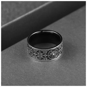 Stile unico retrò gotico inciso in acciaio inox vecchi anelli gioielli per gli uomini - Product Image 6