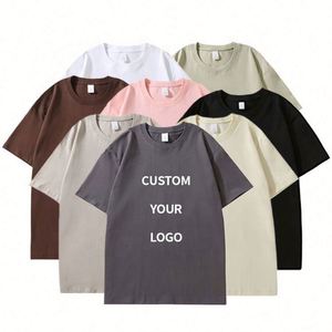 100% Combed Cotton Heavy Weight Unisex Short Sleeve Casual <b>T</b>-Shirts Blank Logo Solid Pattern Neck Design Men's Women's Style - Product Image 2
