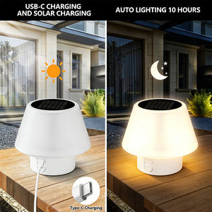 Solar <b>Table</b> Lamp Outdoor Indoor Portable Camping Mushroom Lamp LED 4 Modes IP66 Waterproof Patio Garden Bedroom Yard Restaurant - Product Image 6