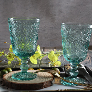 Purple Embossed <b>Wine</b> Glass Vintage <b>Goblet</b> Drinking Cup for Wedding Party Bar - Product Image 5