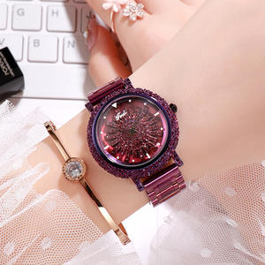 Montre élégante pour femme avec bracelet à enfiler, cadran serti de diamants, style populaire - Product Image 2