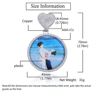 Prong Set VVS Moissanite Diamond Heart Bail Photo Pendants Custom 925 Sterling Silver Real Gold Plated Hip Hop <b>Iced</b> <b>Out</b> Jewelry - Product Image 4