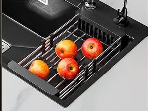 Évier de cuisine domestique à cuve unique, épaissi, fait main, en acier inoxydable 304 Nano, grande taille - Product Image 5